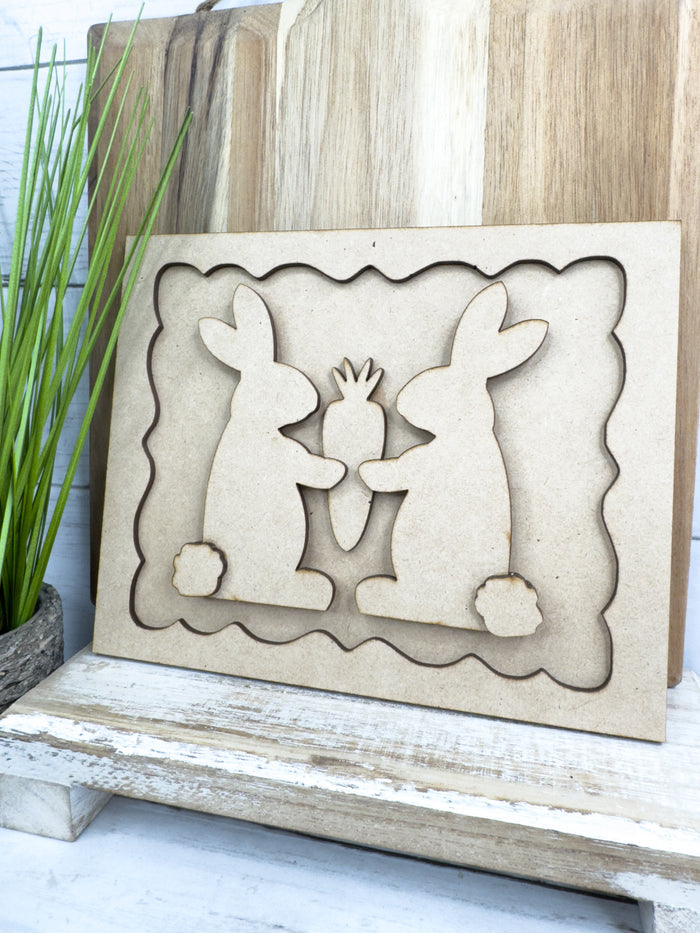 Framed bunny couple carrot DIY Kit