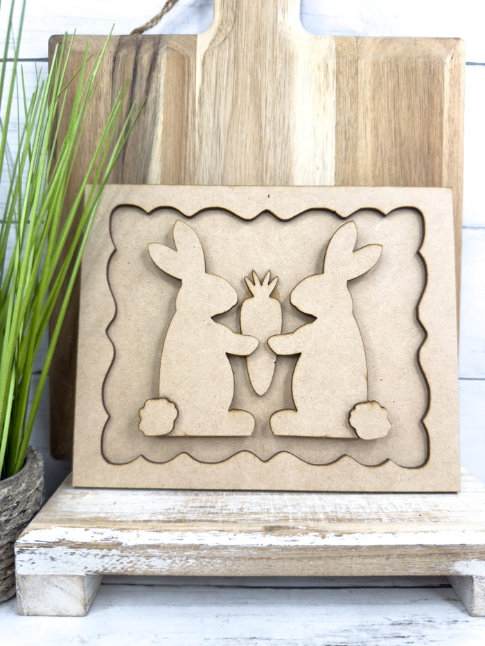 Framed bunny couple carrot DIY Kit