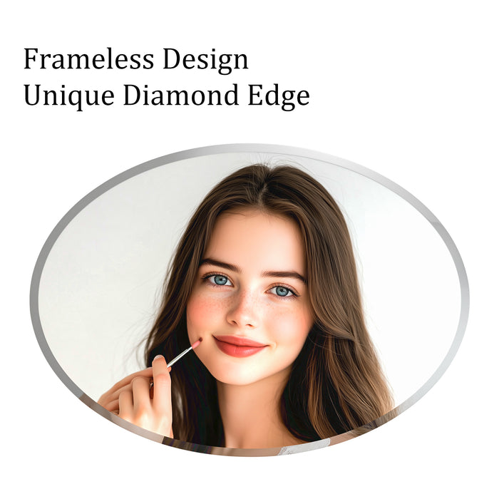 Frameless Beveled Edge Oval Wall Mirror
