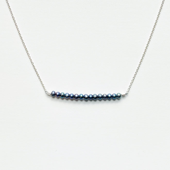 Gray Pearl Bar Necklace