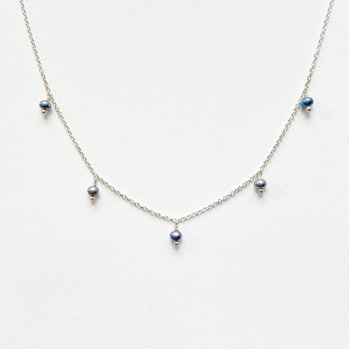 Gray Pearl Multidrop Necklace