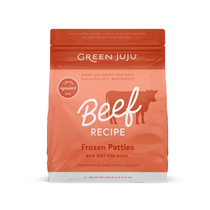 Green Juju Beef Recipe Frozen Patties & Sliders for Dogs
