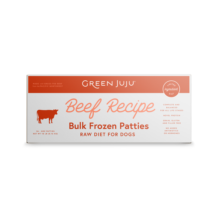 Green Juju Beef Recipe Frozen Patties & Sliders for Dogs