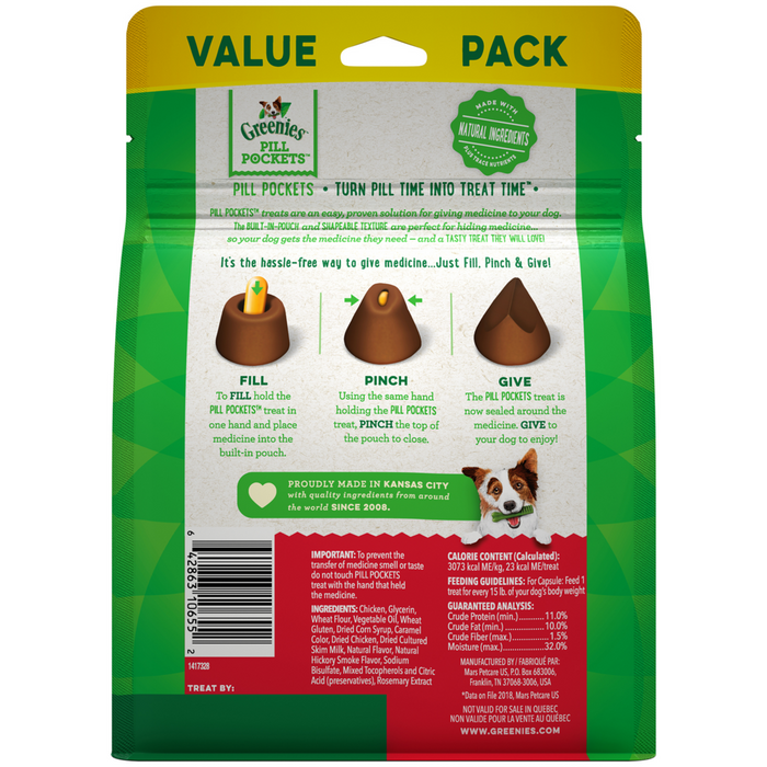 Greenies Pill Pockets Canine Hickory Smoke Flavor Dog Treats Capsule