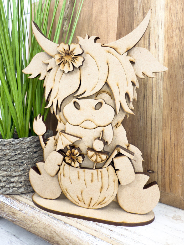 Highland Cow coconut summer Sitter DIY Kit