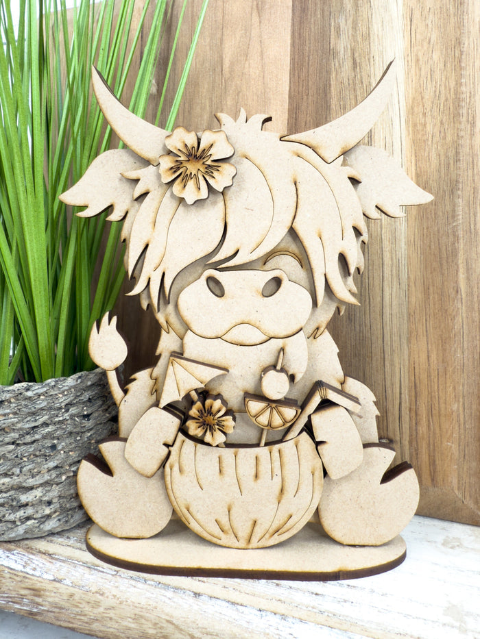 Highland Cow coconut summer Sitter DIY Kit