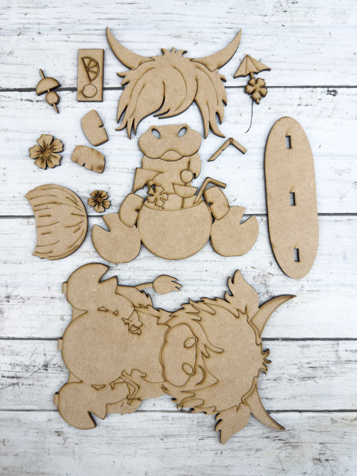 Highland Cow coconut summer Sitter DIY Kit