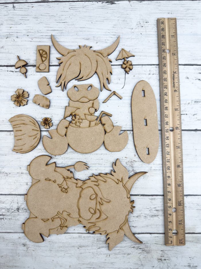 Highland Cow coconut summer Sitter DIY Kit