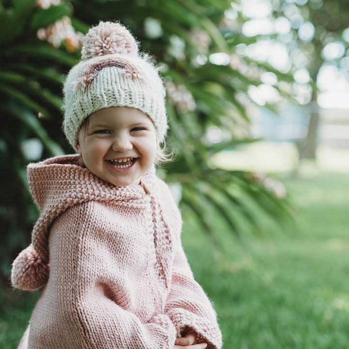 Huggalugs - Mauve Rainbow Knit Beanie Hat Baby & Kids: L (2-6 years)