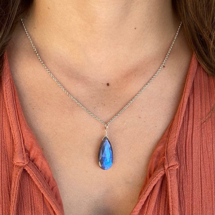 Large Pear Shaped Labradorite Pendant