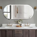 Long Oval Wall Hanging Glass Mirror with Beveled Edge