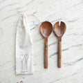 Mango Wood Salad Servers w/ Aluminum Studs