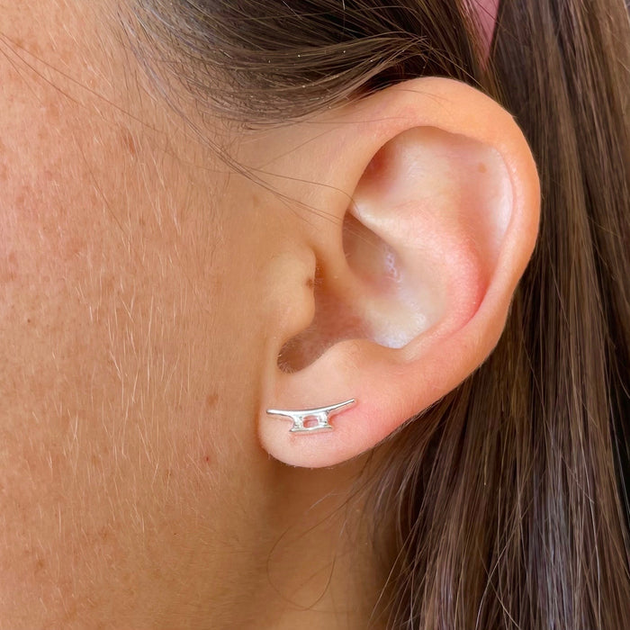 Medium Cleat Stud Earrings, half-inch handmade boat cleat studs