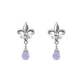 Medium Fleur de Lis Gemstone Post Earrings