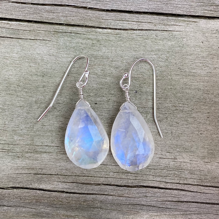 Medium Pear Shaped Moonstone Earrings