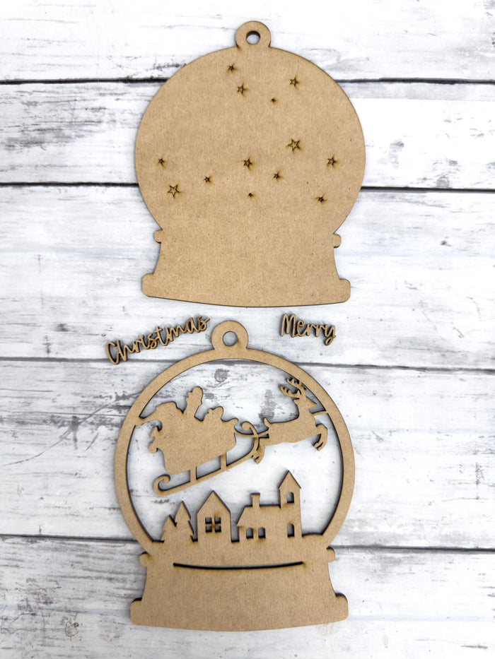 Merry Christmas Snow Globe Ornament DIY Kit