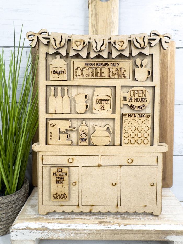 Mini Coffee Bar Hutch DIY Craft Kit