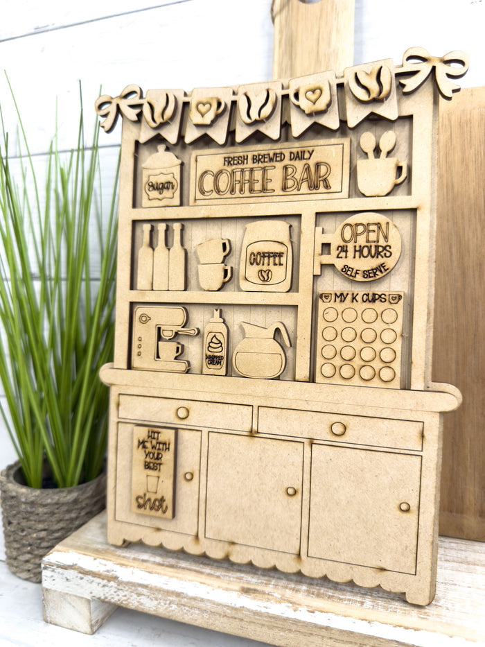 Mini Coffee Bar Hutch DIY Craft Kit