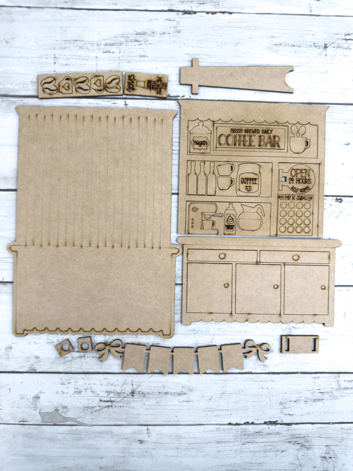 Mini Coffee Bar Hutch DIY Craft Kit