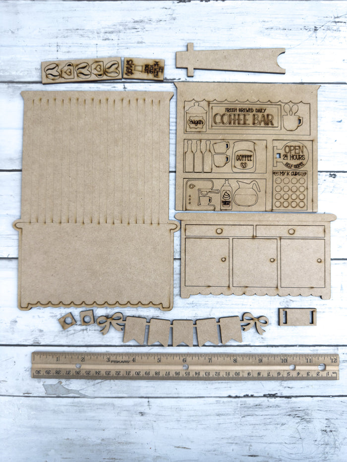 Mini Coffee Bar Hutch DIY Craft Kit