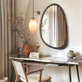 Modern Farmhouse Decorative Asymmetrical Wall Mirror Black Walnut Wood Framed