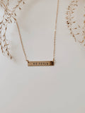 Océanne - 'Be Still' Stamped Bar Necklace: Gold-filled / Arial (default) / Horizontal