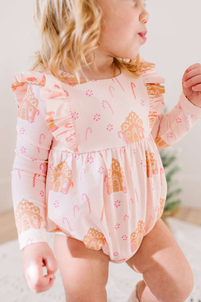 Ollie Jay - Leah Romper in Gingerbread | Baby Bubble | Christmas: 12/18m