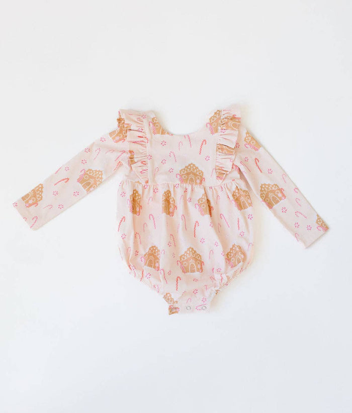 Ollie Jay - Leah Romper in Gingerbread | Baby Bubble | Christmas: 3/6m