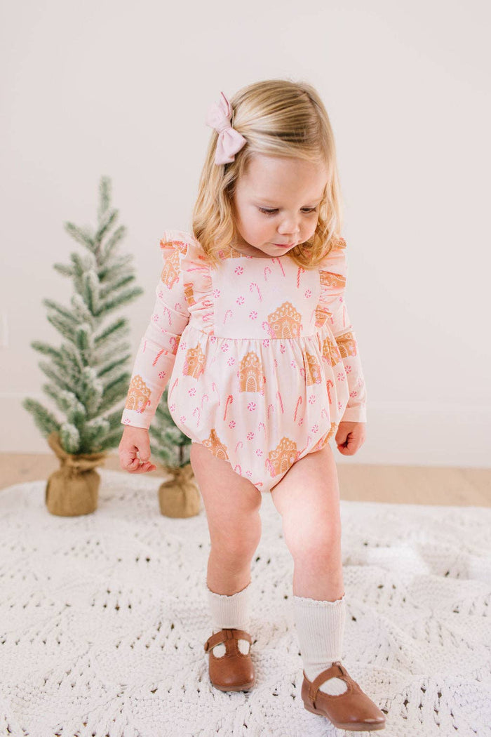 Ollie Jay - Leah Romper in Gingerbread | Baby Bubble | Christmas: 3/6m