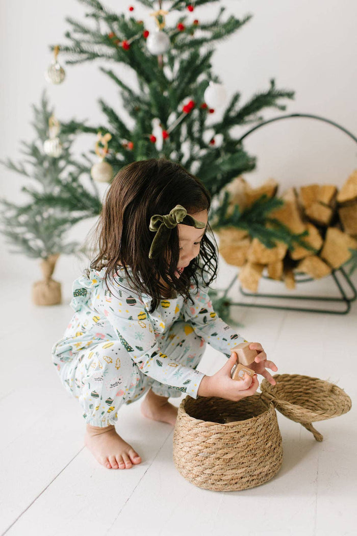 Ollie Jay - Mabel Romper in Festive Scenes | baby christmas clothing: 3/6m