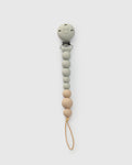 Loulou Lollipop FDA-compliant food-grade silicone pacifier clip grey - front view on white background