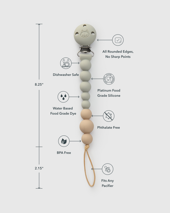 OneC™ Silicone Pacifier Clip - Grey
