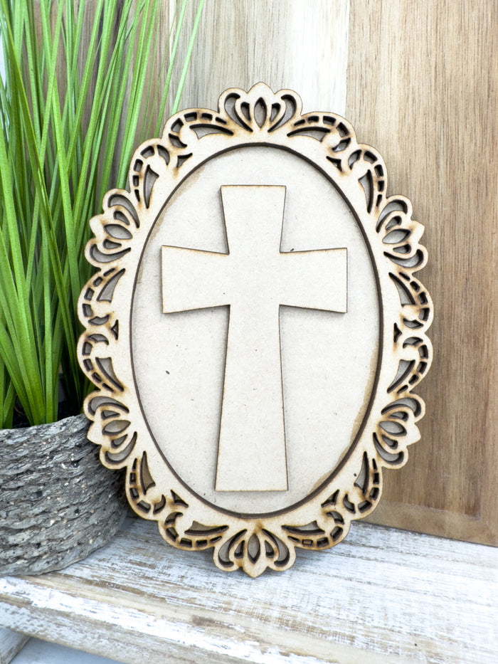 Oval Frame with Cross DIY Kit