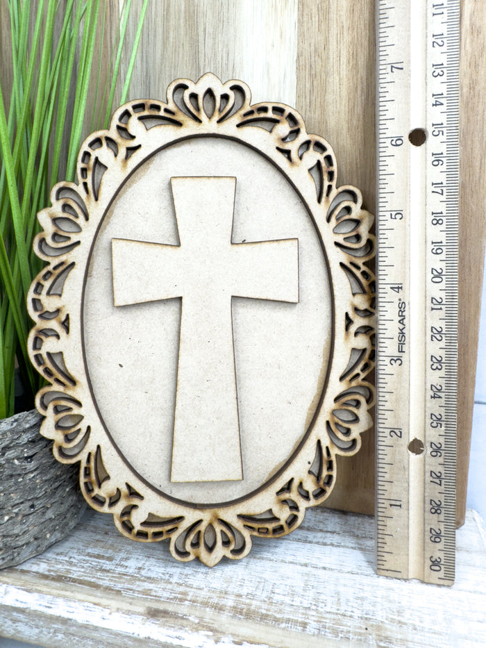 Oval Frame with Cross DIY Kit
