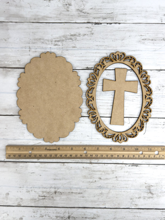 Oval Frame with Cross DIY Kit