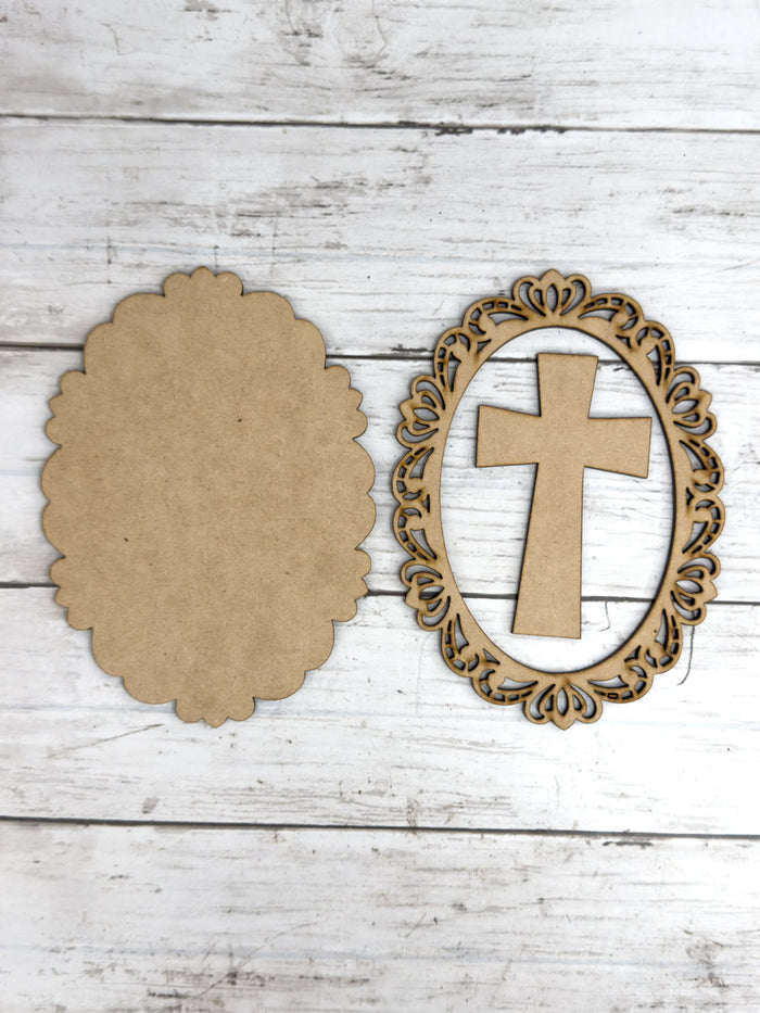 Oval Frame with Cross DIY Kit