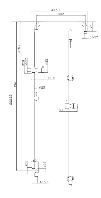 Round Chrome Top Inlet Shower Station