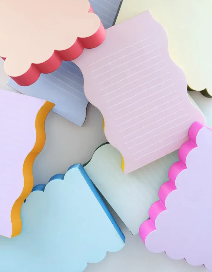 Scalloped Shaped Notepad | Chartreuse + Olive Edge