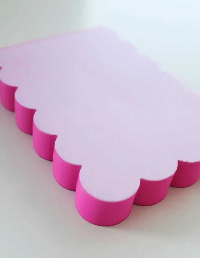 Scalloped Shaped Notepad | Lilac + Hot Pink Edge