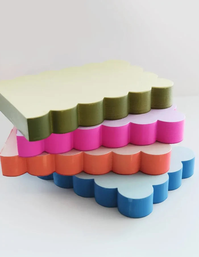 Scalloped Shaped Notepad | Lilac + Hot Pink Edge