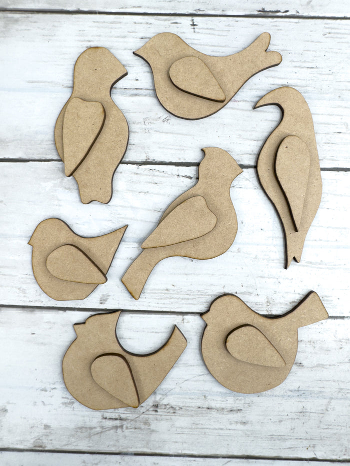 Set of 7 Variety Bird Cut outs DIY Kit