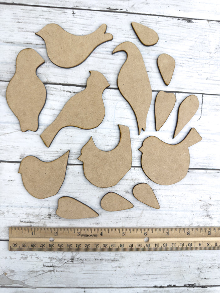 Set of 7 Variety Bird Cut outs DIY Kit
