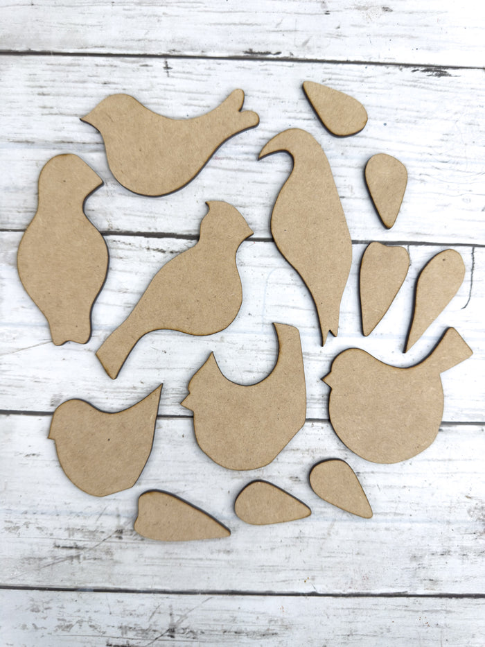 Set of 7 Variety Bird Cut outs DIY Kit