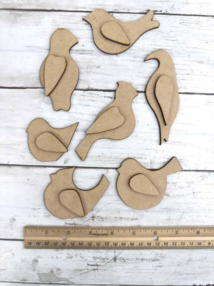 Set of 7 Variety Bird Cut outs DIY Kit