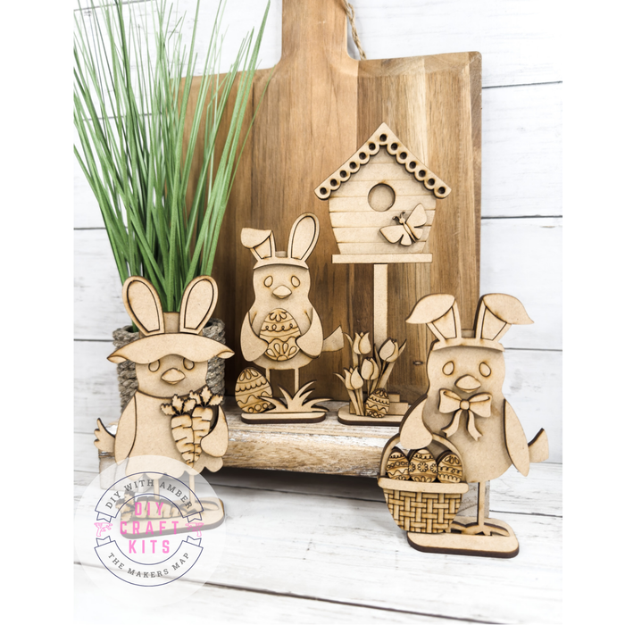 Set of Easter Birdies and Birdhouse DIY Craft Kit