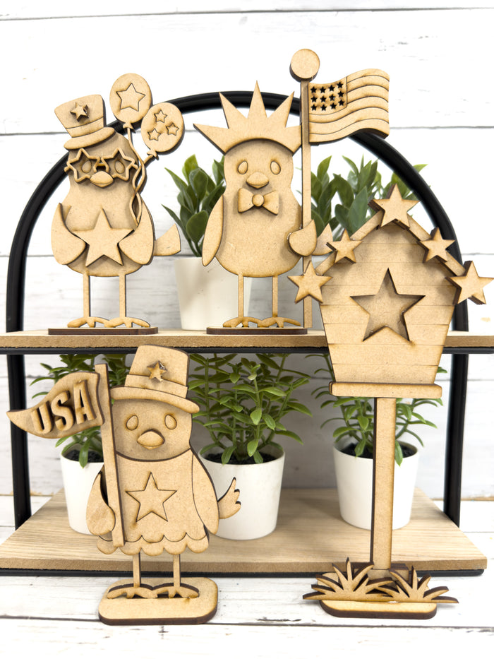 Set of Patriotic Birdies and Birdhouse DIY Craft Kit