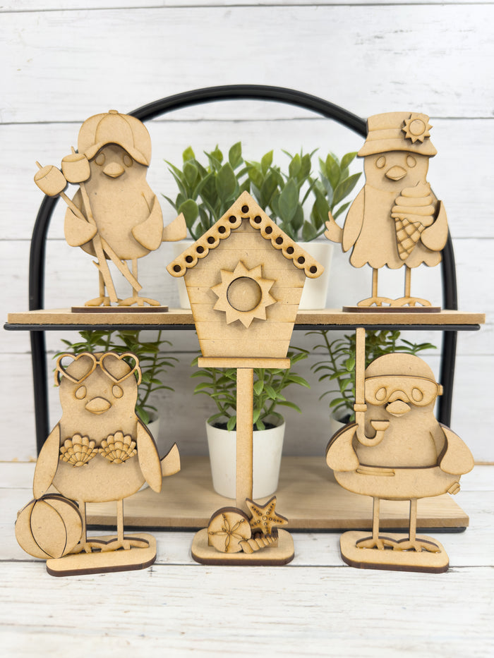 Set of Summer Birdies and Birdhouse DIY Craft Kit
