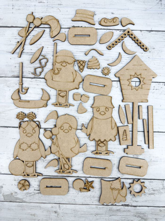 Set of Summer Birdies and Birdhouse DIY Craft Kit