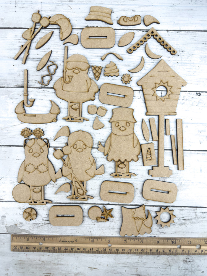 Set of Summer Birdies and Birdhouse DIY Craft Kit