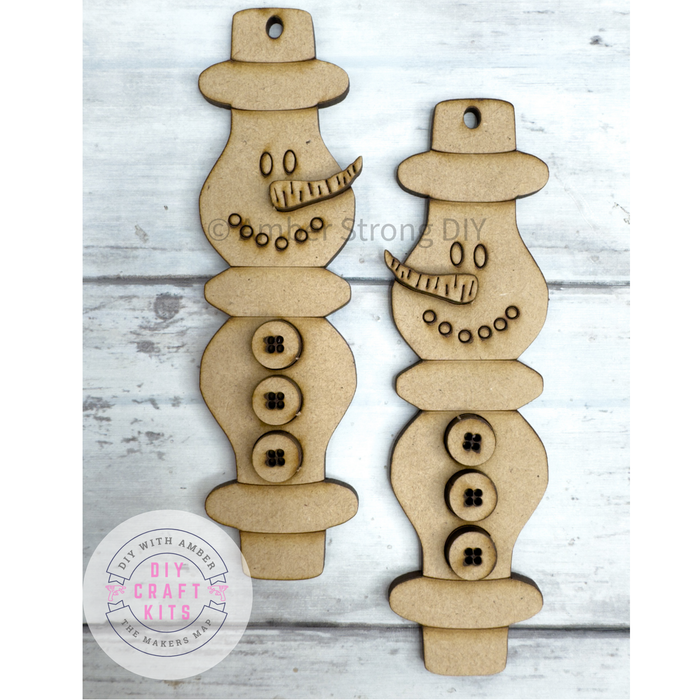 Small Spindle Snowmen Ornaments DIY Kit